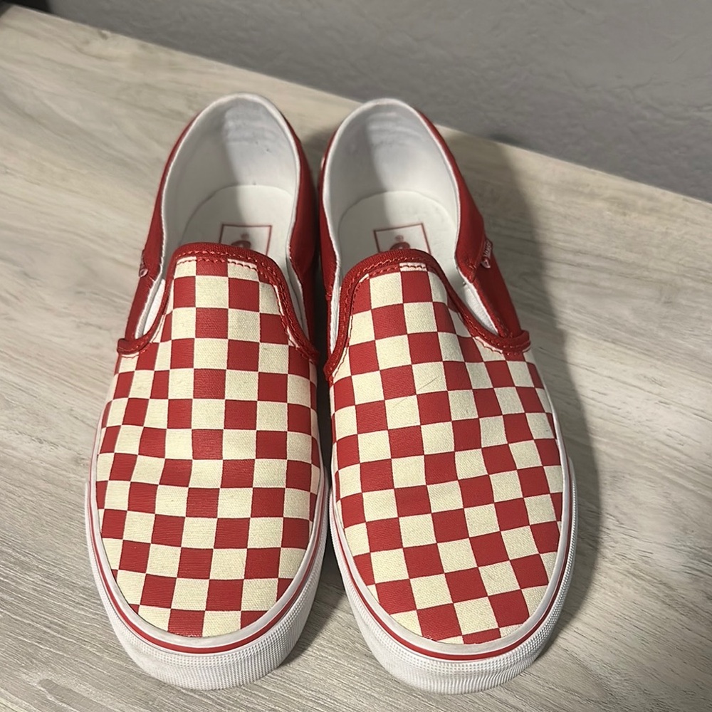 Vans Red Checkerboard Slip-On Shoes